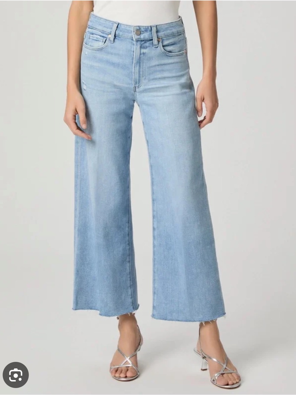 Paige Anessa ankle Light Blue Wide-Leg Distressed Jeans